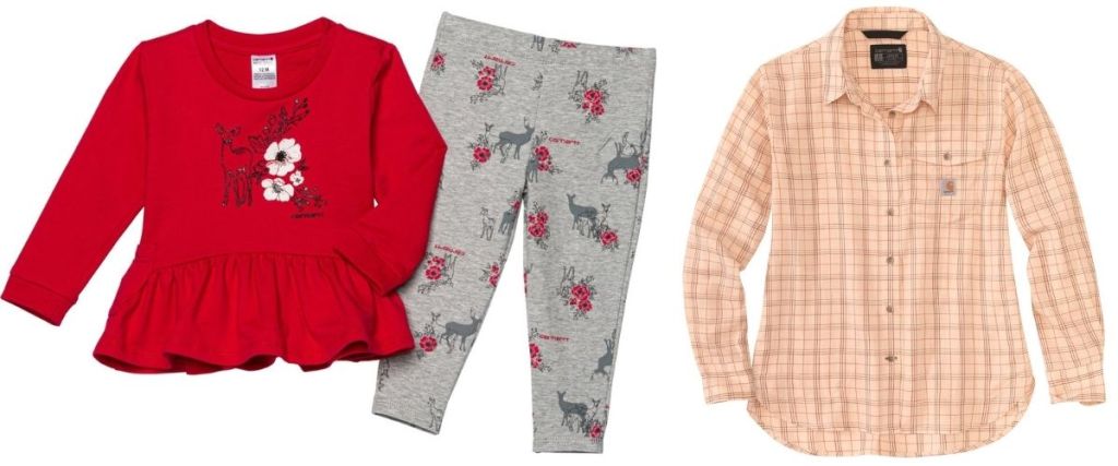 Carhartt Baby Girls Print Shirt & Leggings Set and peach plaid womens shirt