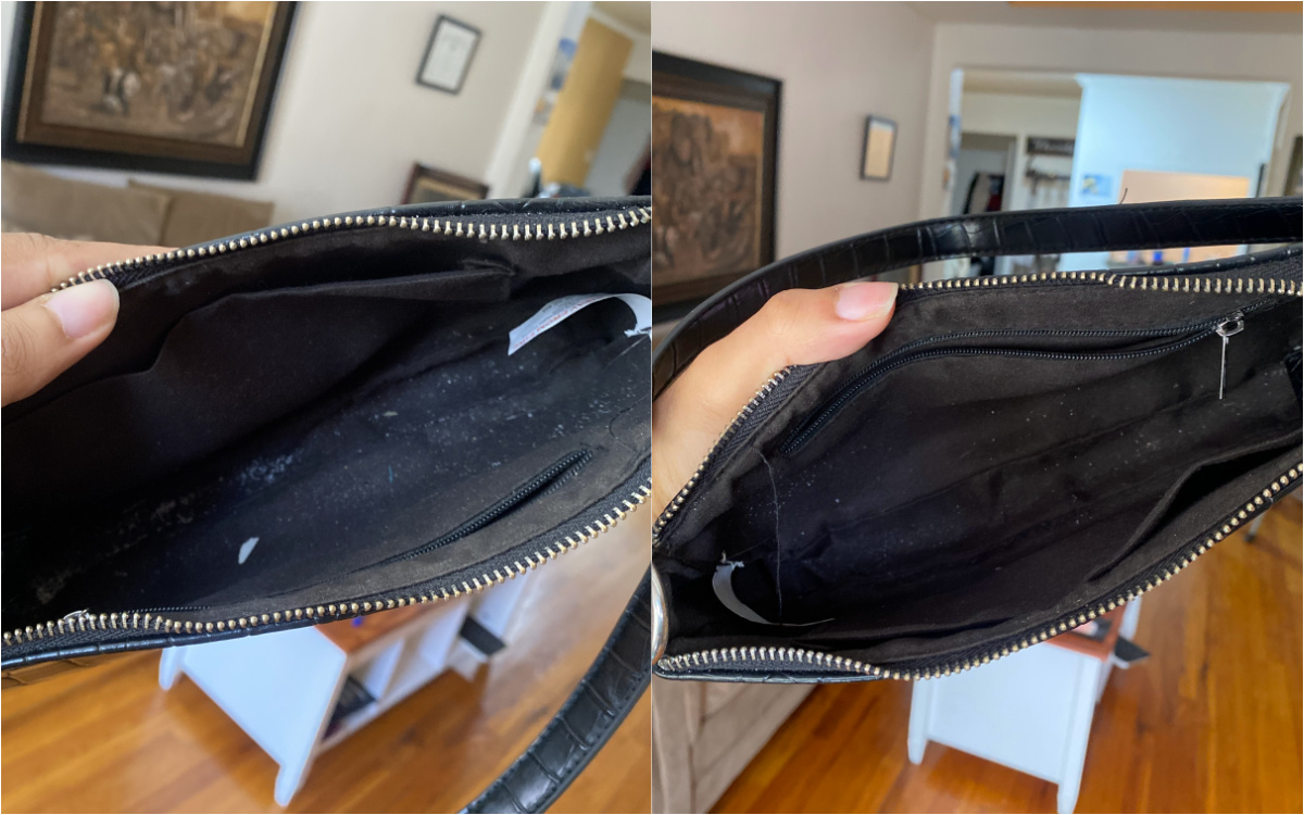 how to clean a purse lining before and after
