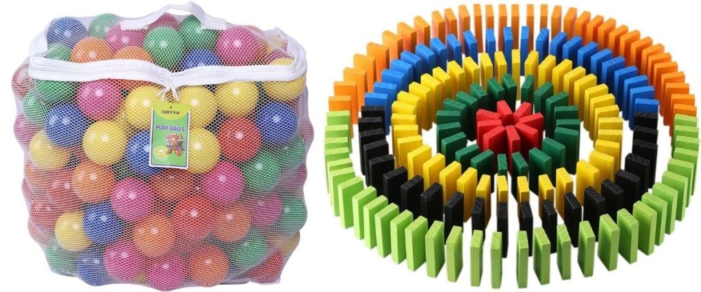 ball pit balls and dominos