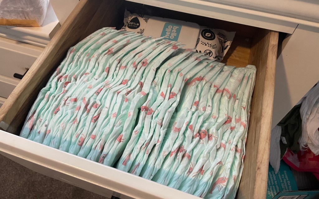 diapers in drawer
