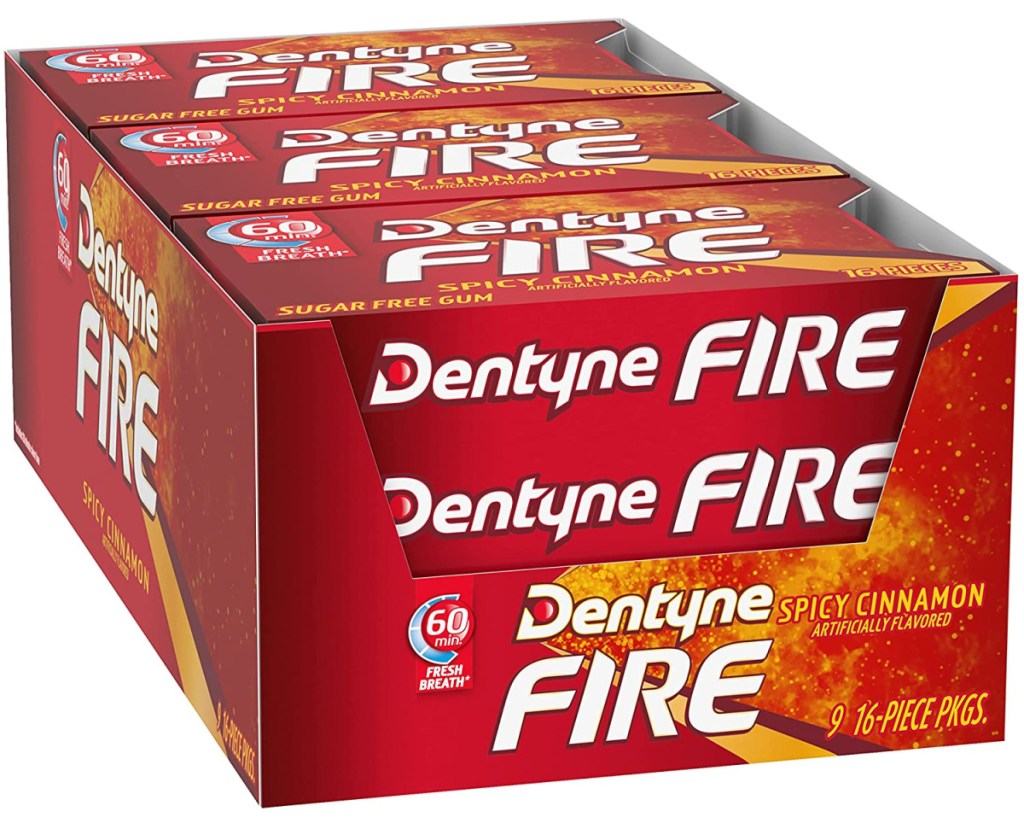 stock image of a box of dentyne gum spicy cinnamon