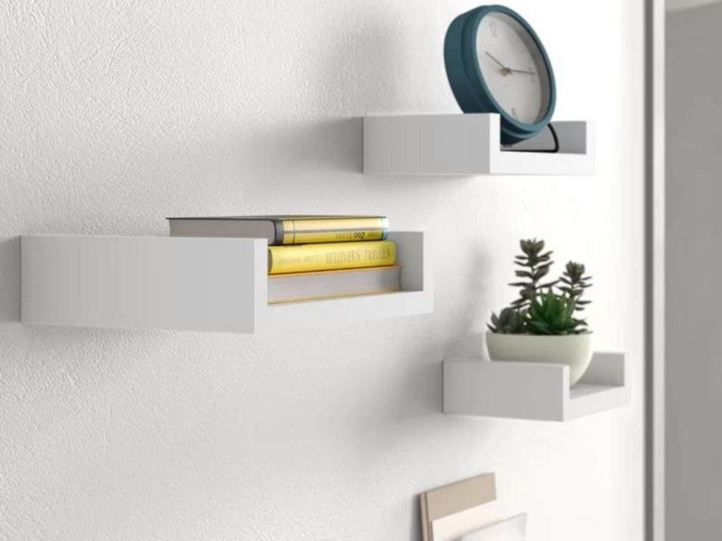 3-Piece White Floating Shelf