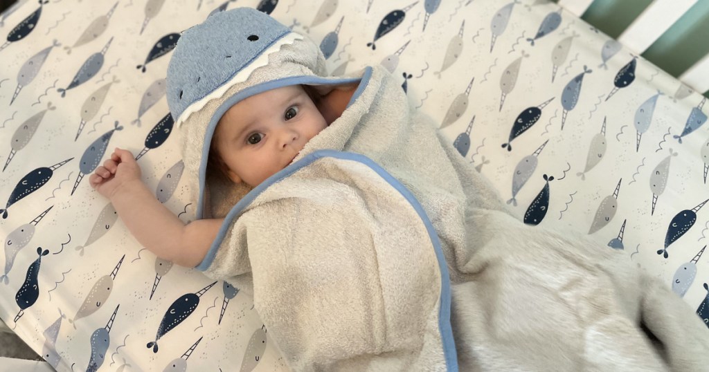 baby in a hooded towel