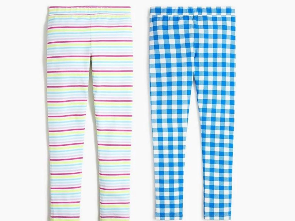 girls striped leggings and grils blue white check leggings