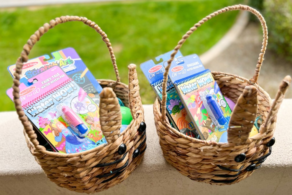 water wow books in bunny rattan raster baskets
