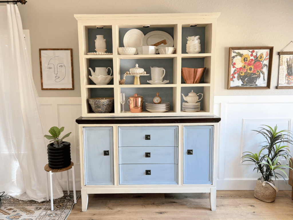 painted hutch in dining room