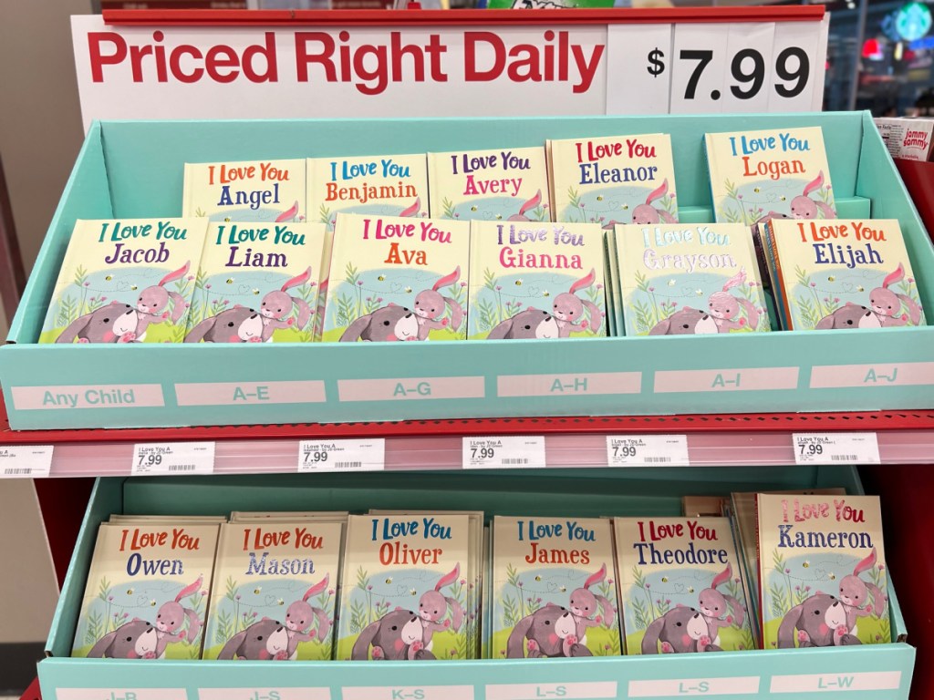 personalized, I Love You books display at target