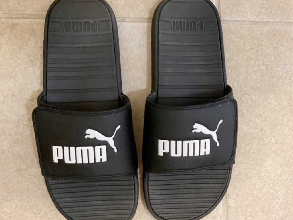 puma slides on floor
