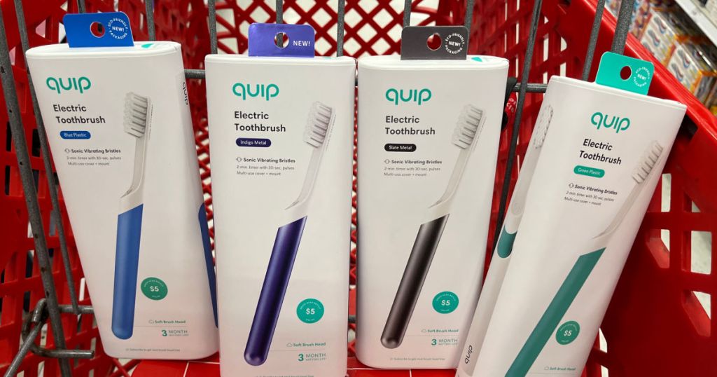 4 electric toothbrushes in red cart