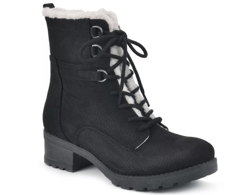 black heeled sherpa boots