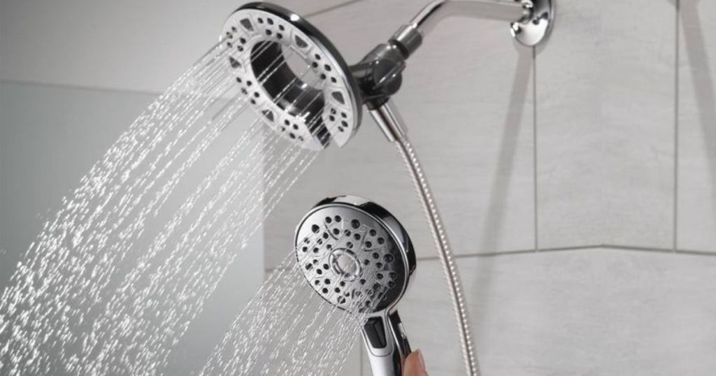 dual shower head in shower