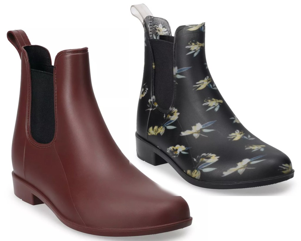 burgundy and floral boots