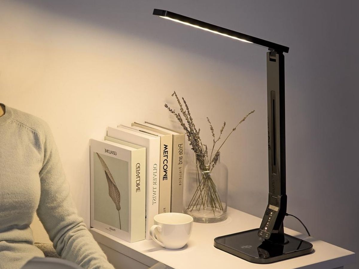 desk lamp on side table