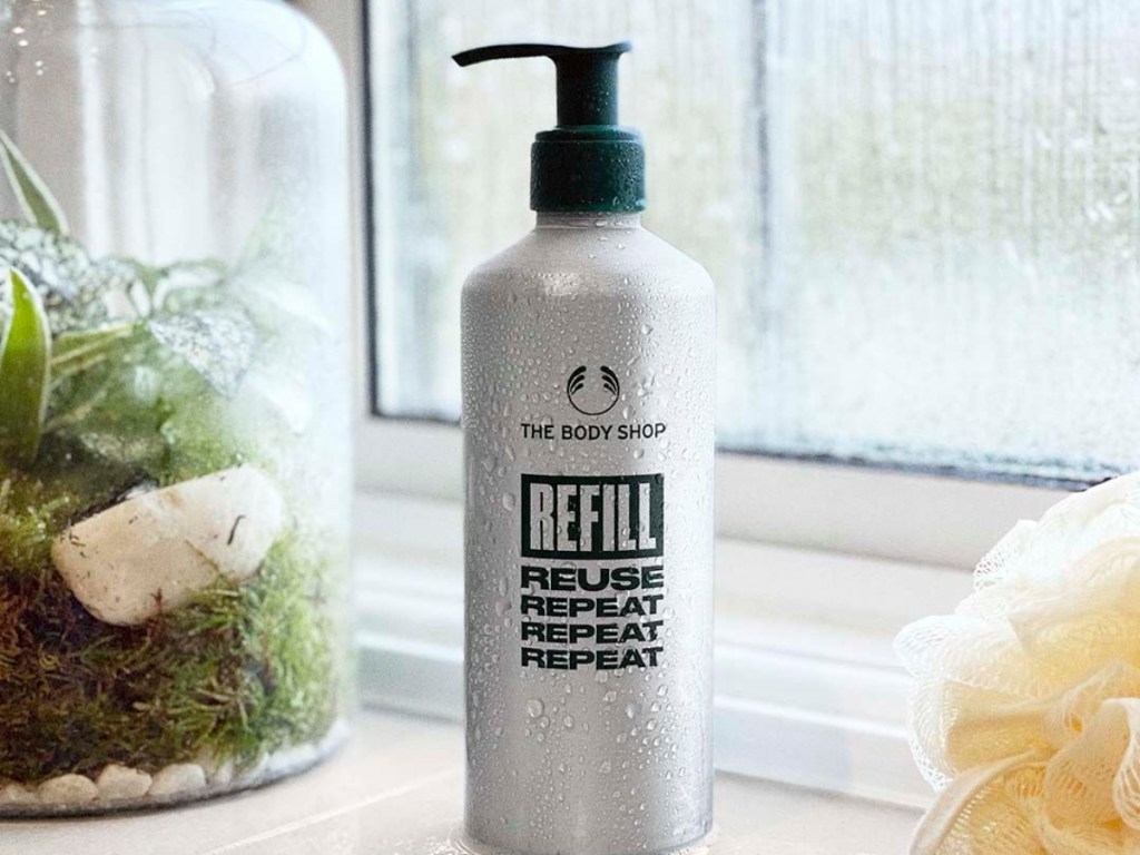 refillable bottle from The Body Shop