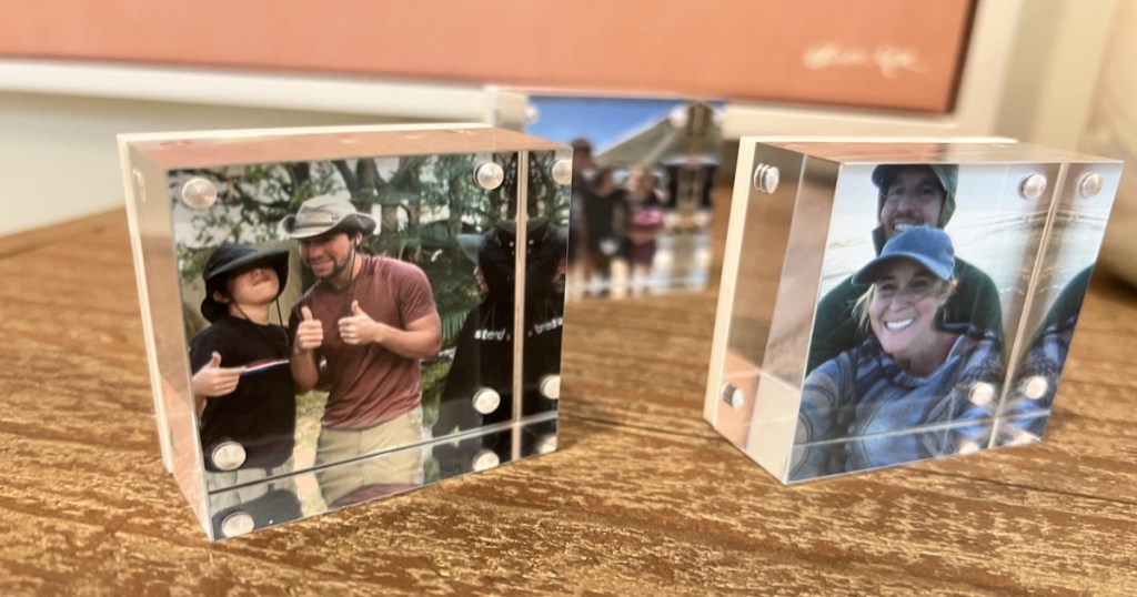 three acrylic photo blocks from Walgreens