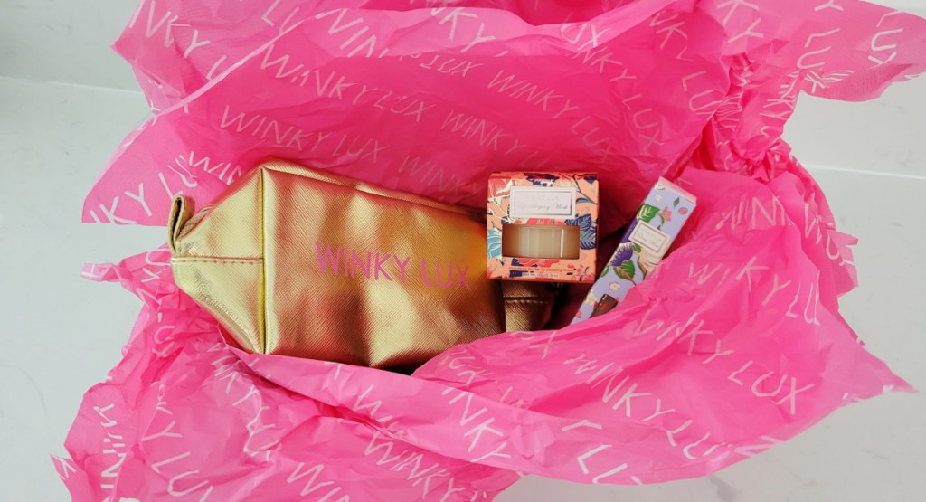 pink tissue paper in beauty box