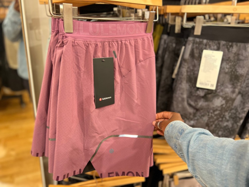 pink shorts on display in retail store