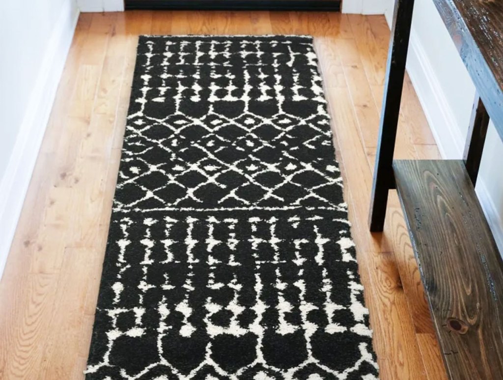black and white runner rug