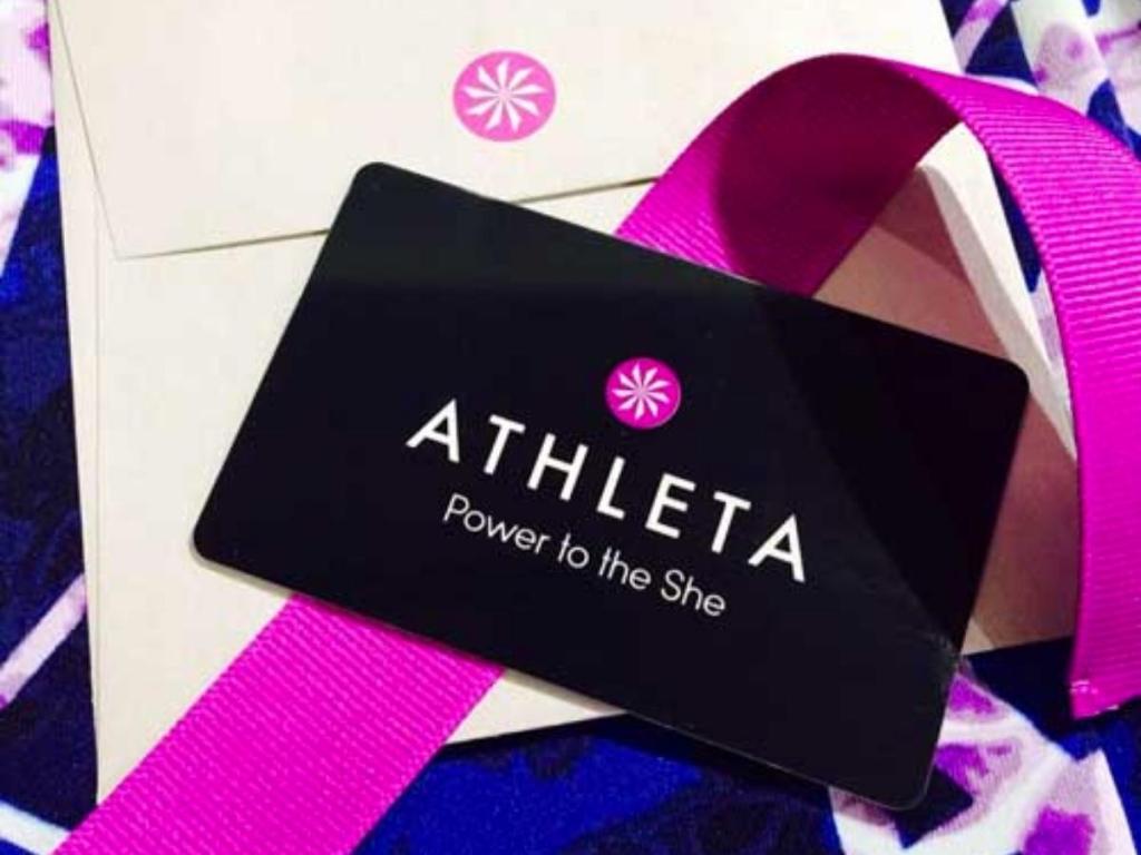 athleta gift card with envelope and ribbon