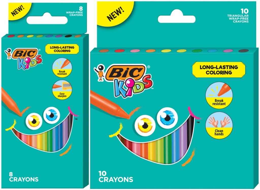 BIC Kids Coloring Crayons 8-Pack and BIC Triangle Coloring Crayons 10-Pack