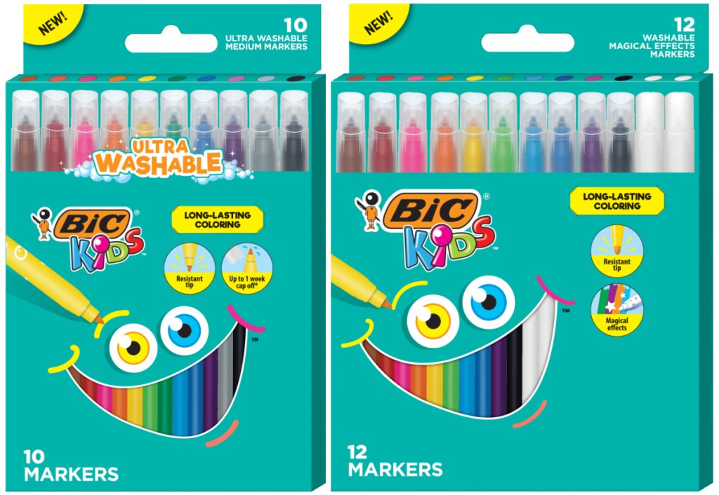 BIC Kids Coloring Markers 10-Pack and BIC Coloring Magical Effects Markers 12-Pack