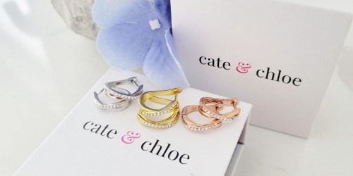 Cate & Chloe 18K Gold-Plated Hoop Earrings w/ Swarovski Crystals Just $17.60 Shipped