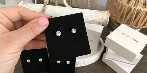 Cate & Chloe 18K White Gold Plated Stud Earrings Only $15.90 Shipped