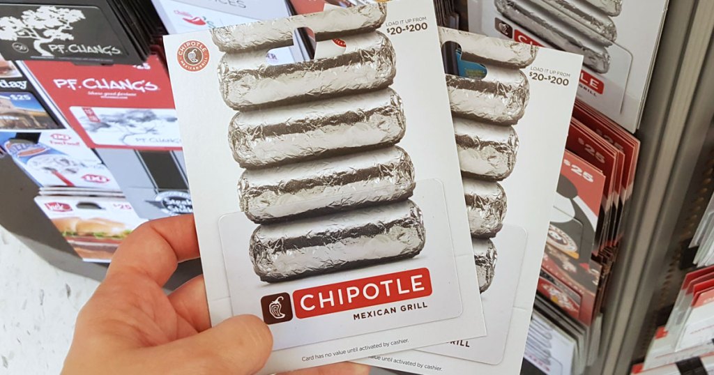 hand holding chipotle gift cards