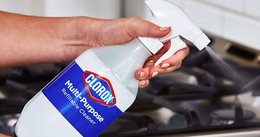 spraying Clorox Multi-Purpose Spray