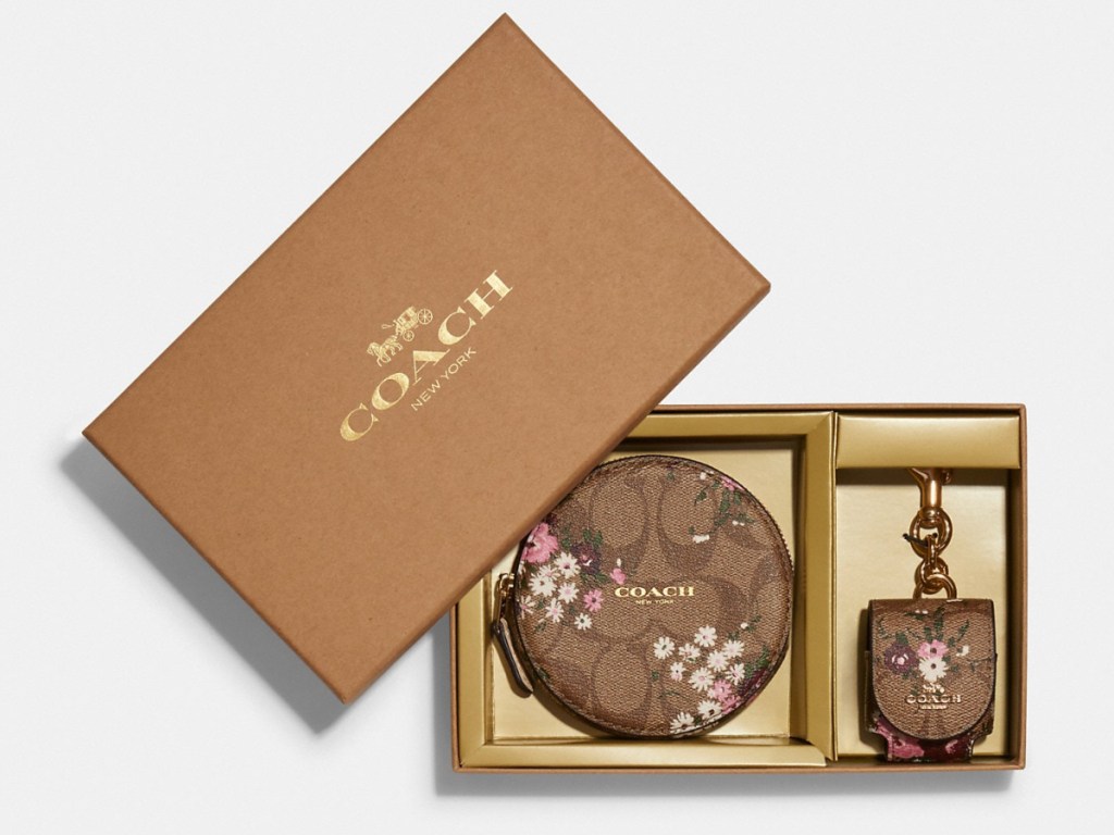 Coach Boxed Tech Organizer And Wireless Earbud Bag Charm Set