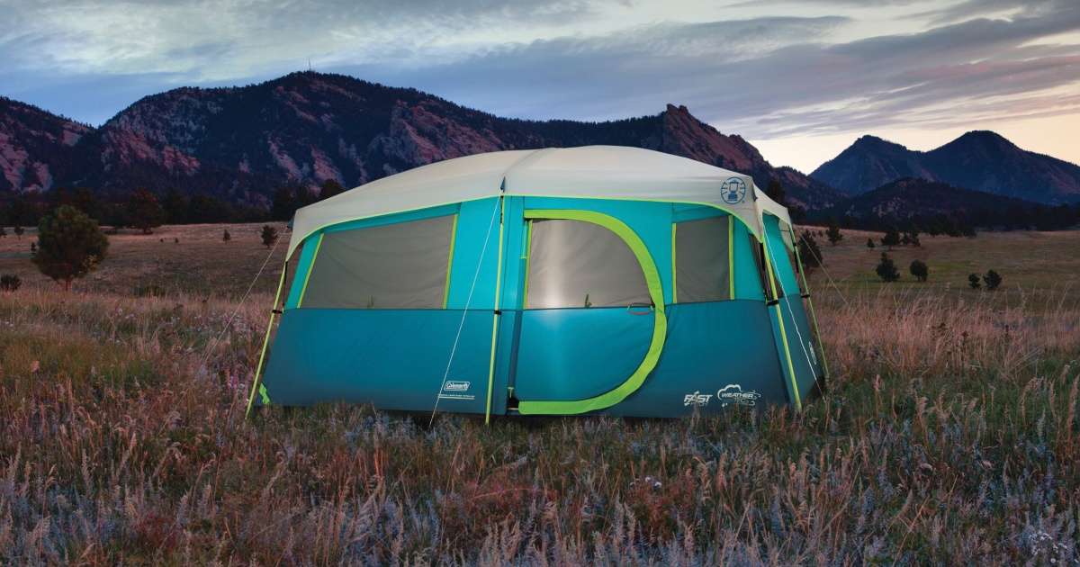 large blue tent outdoors