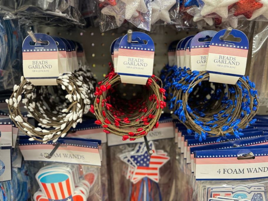 Dollar Tree Patriotic beads and Garland