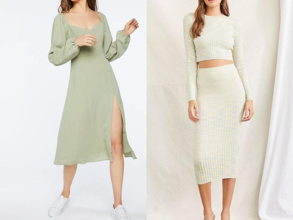 forever 21 women's dress and crop top and skirt set