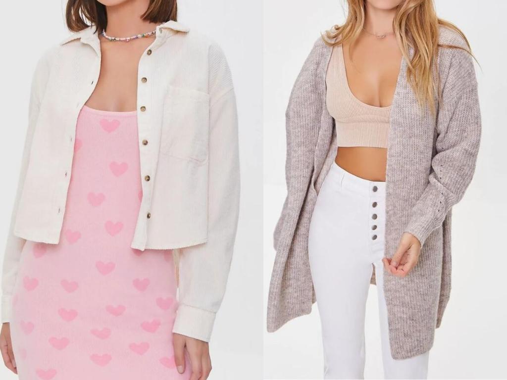 forever 21 women's shacket and cardigan