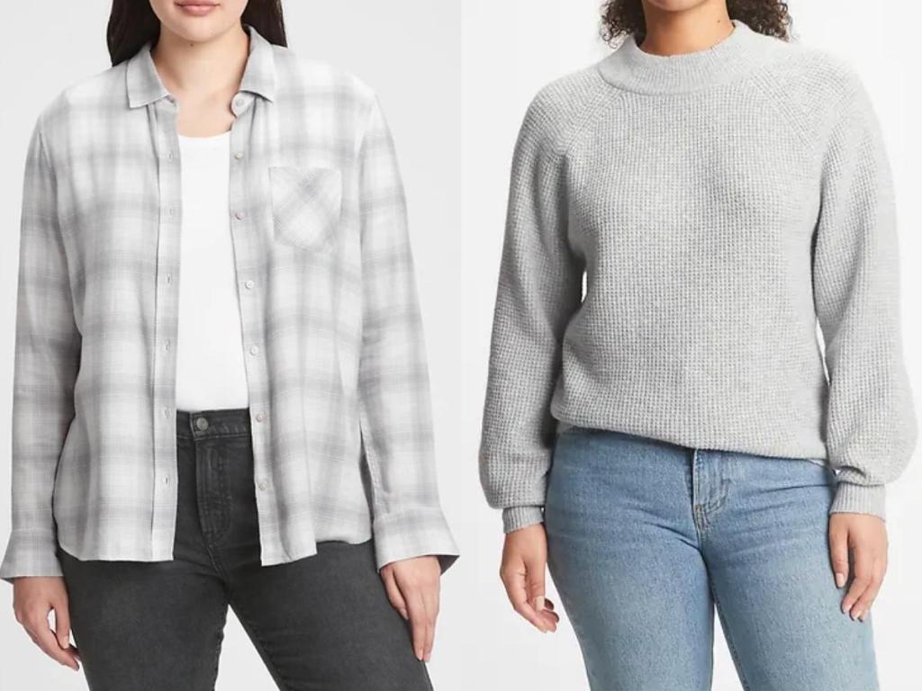 gap factory women's plaid top and sweater