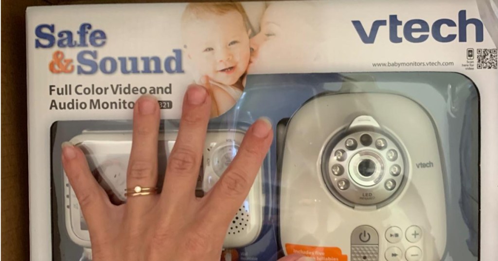 Hand on Vtech Safe and Sound Monitor
