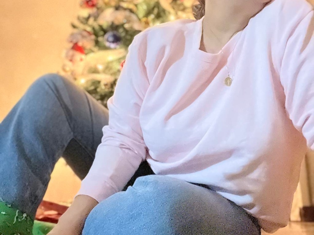 Hanes Women's EcoSmart Sweatshirt in Pale Pink