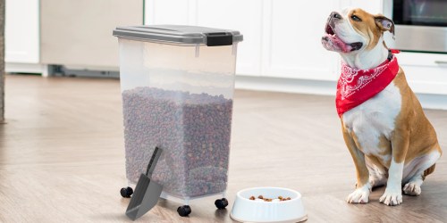 Large Rolling Pet Food Storage Containers from $12.60 on Lowes.com | Keeps Kibble Fresh Longer