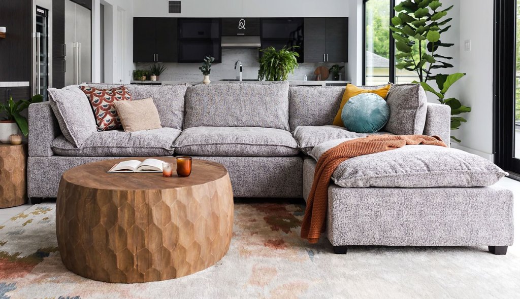 grey sofa in living room