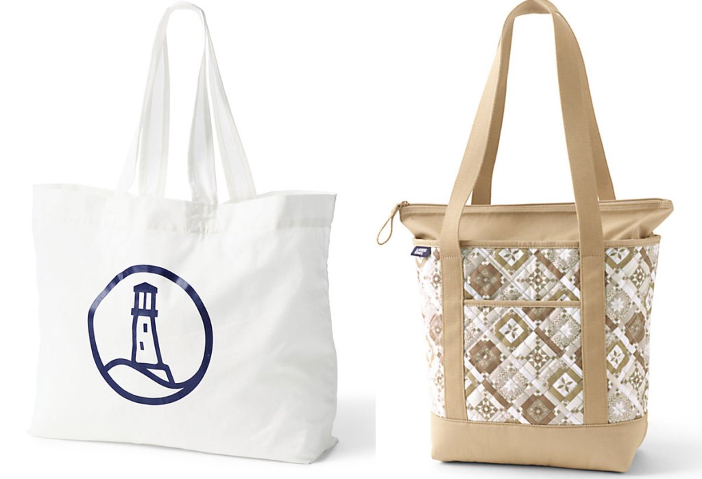 two lands end tote bags