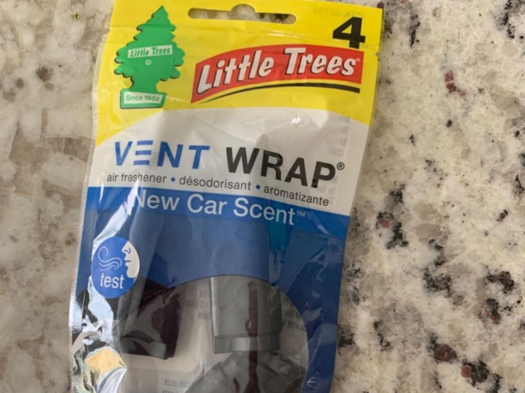 Little Trees Vent Wrap package on a counter
