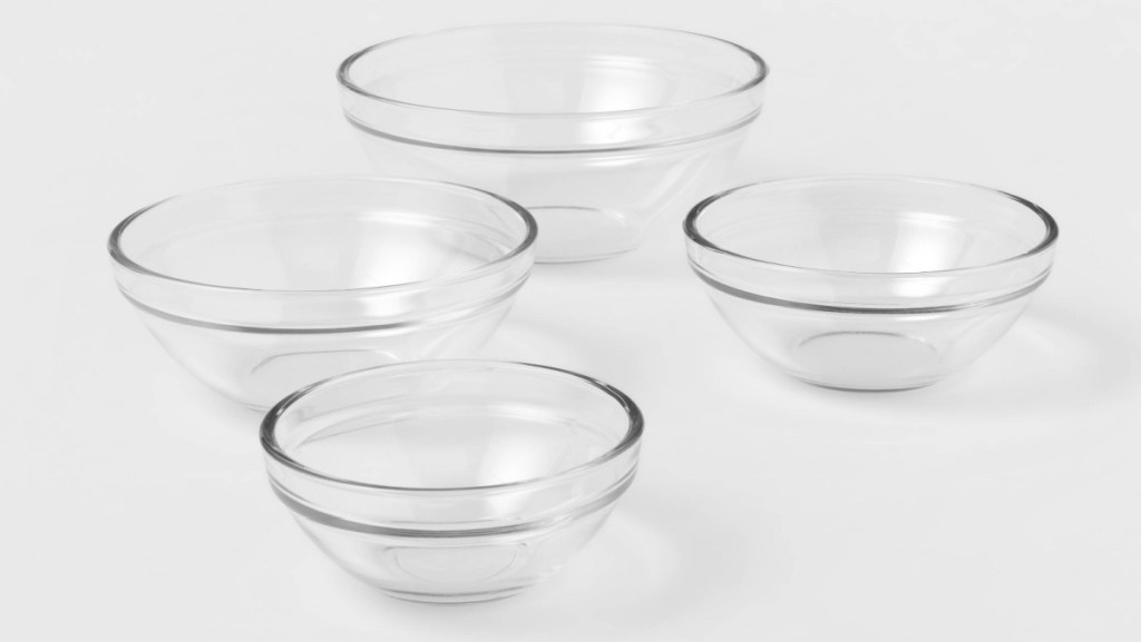 four glass prep bowls