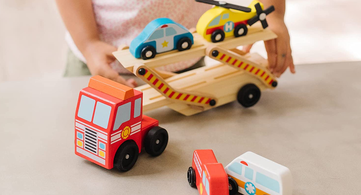 Melissa and Doug Car Carrier w/ 4 Rescue Vehicles Only $11.99 on Amazon ...