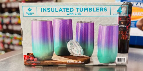 Insulated Tumblers w/ Lids 4-Pack Only $14.98 on SamsClub.com | Keeps Drinks Cold for Hours