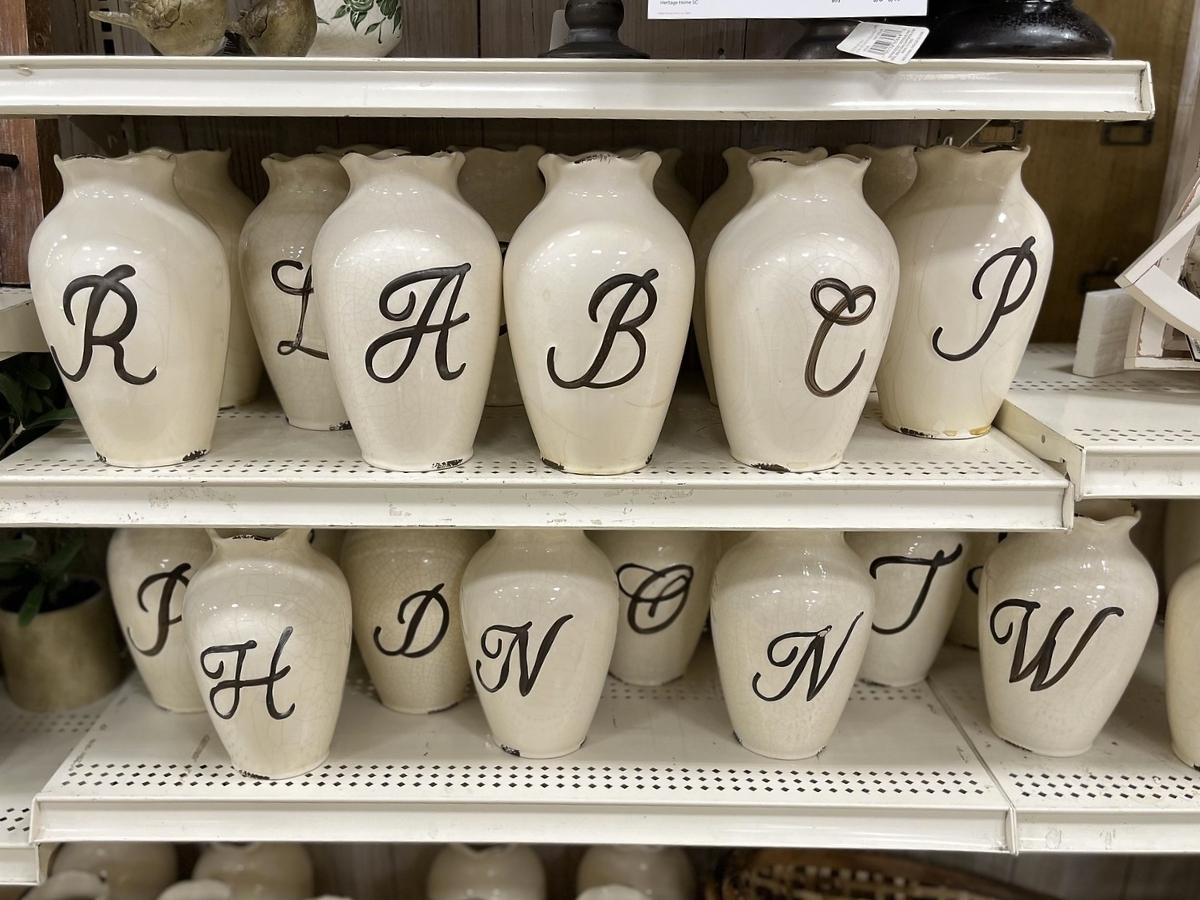 michael's lettered vases on store shelves