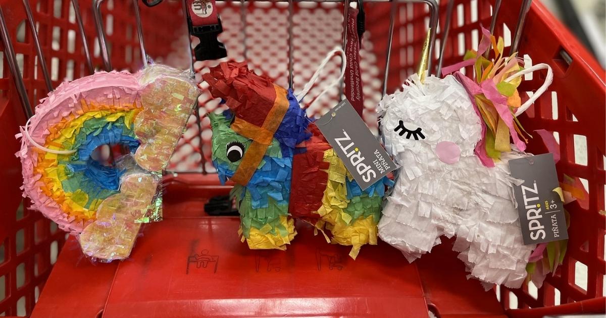 Mini Piñatas in target shopping cart