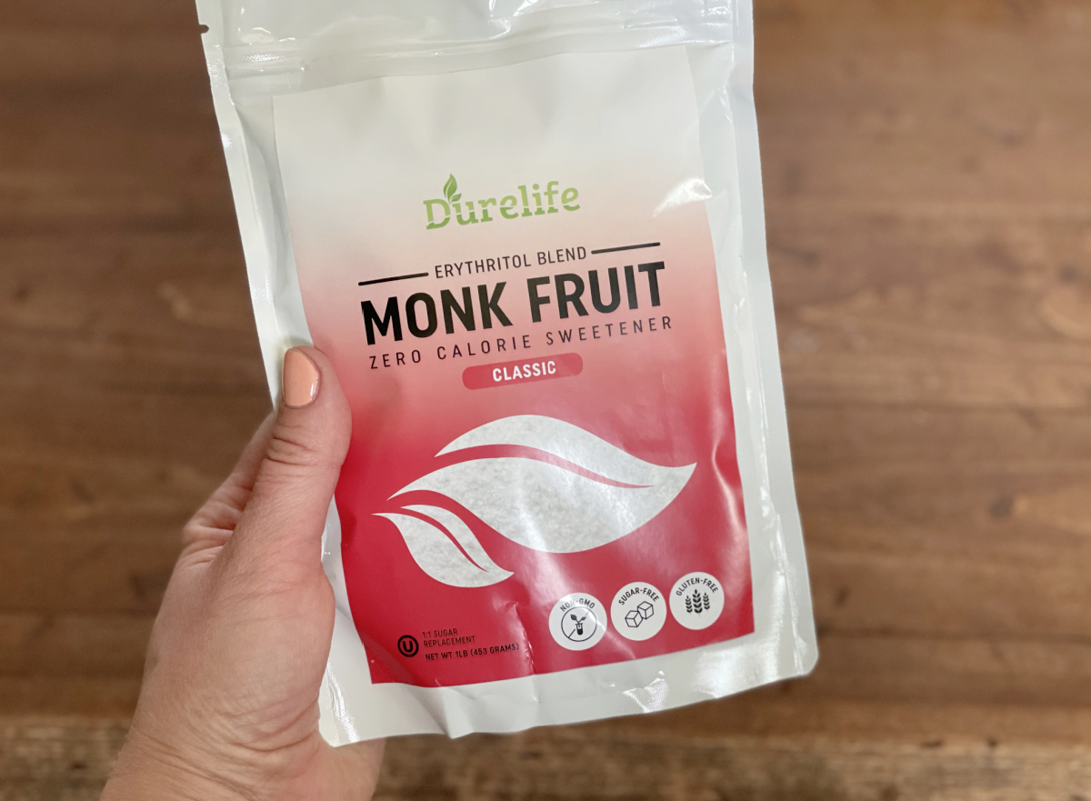 front of Monk Fruit Sweetener bag