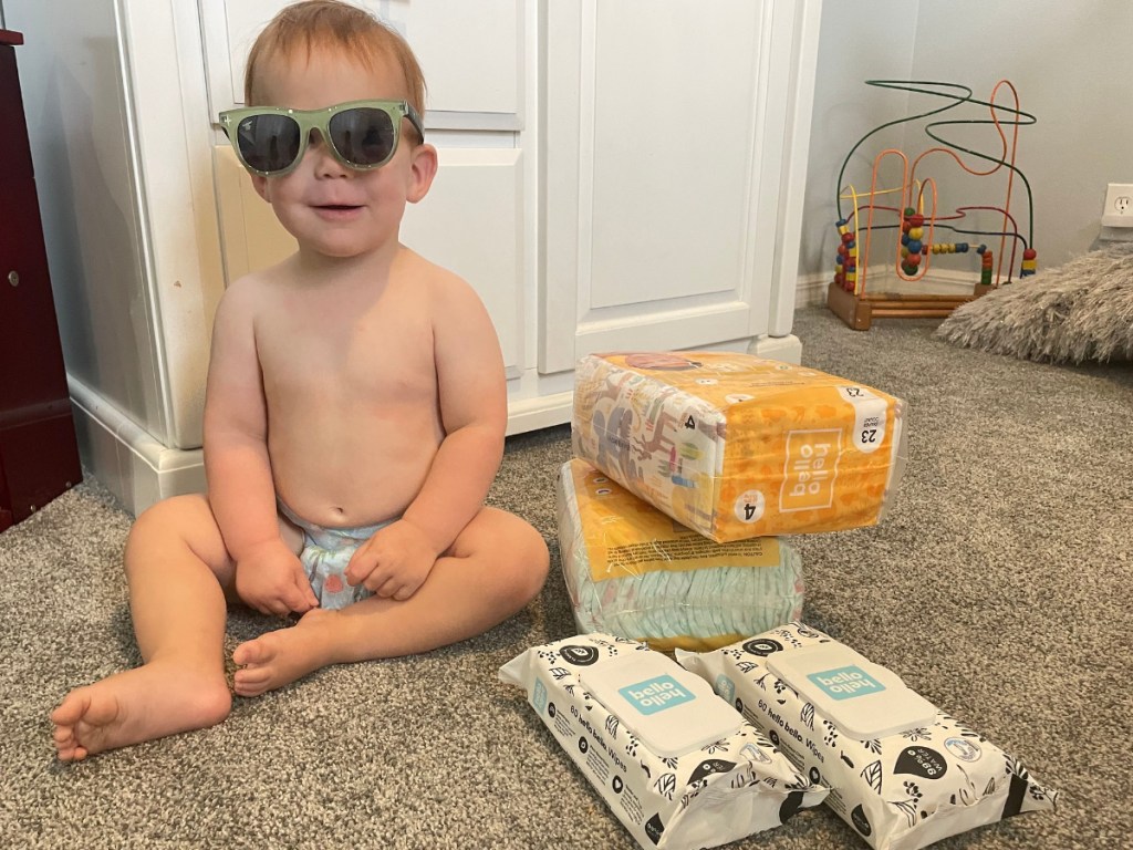 Happy Baby next to Hello Bello Diapers