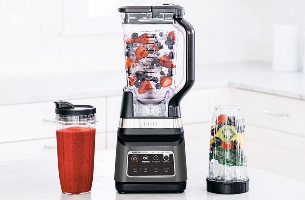 ninja blender set on counter