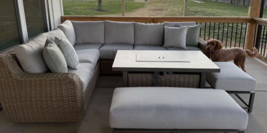 $300 Off Trendy Sam’s Club 7-Piece Sectional Set (Includes Fire Pit & Umbrella!)